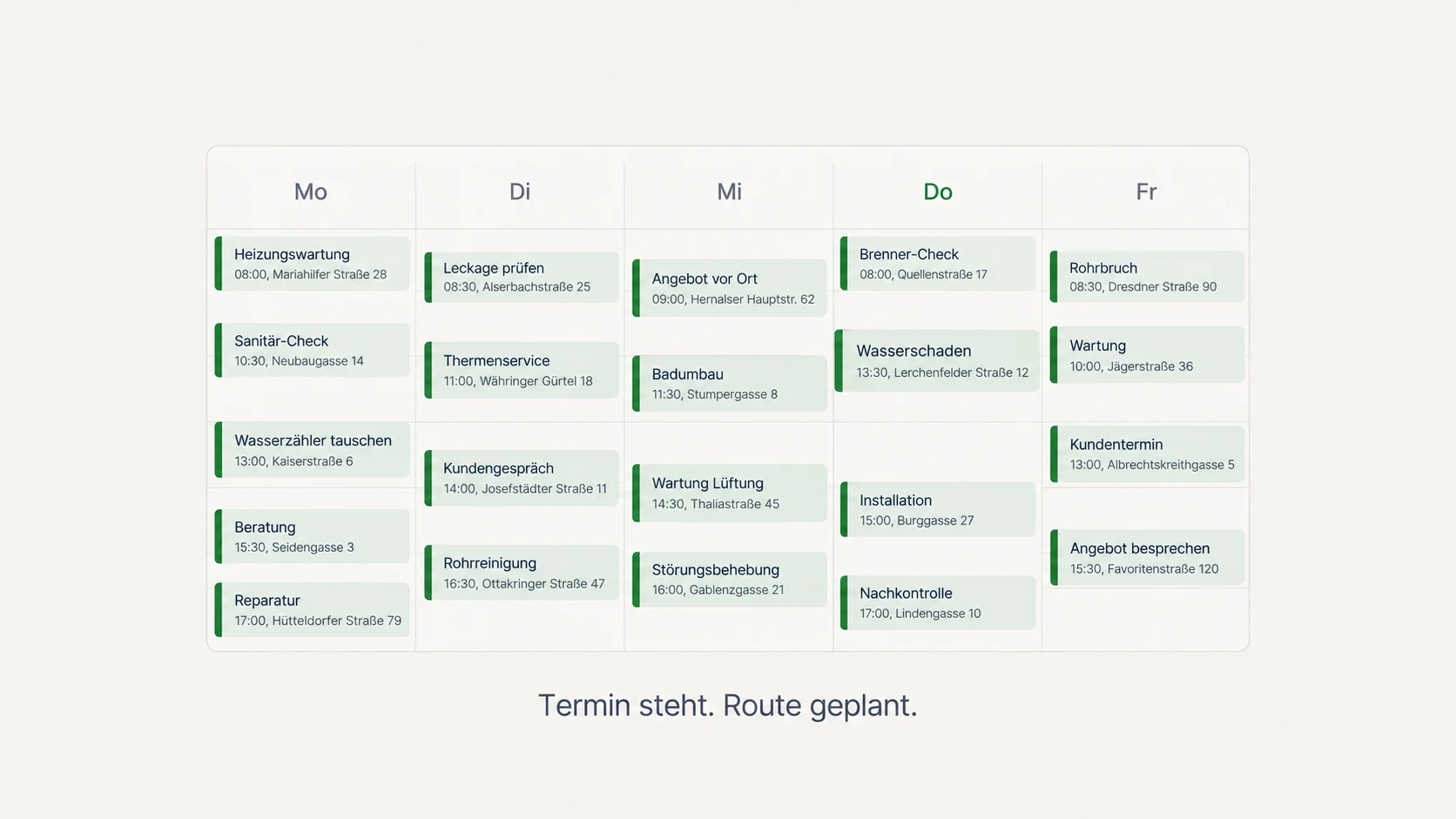Beispiel: bestätigter Termin im Necesso Kalender.